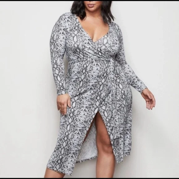 Good American snake gray wrap Dress sz-4 - Picture 1 of 5